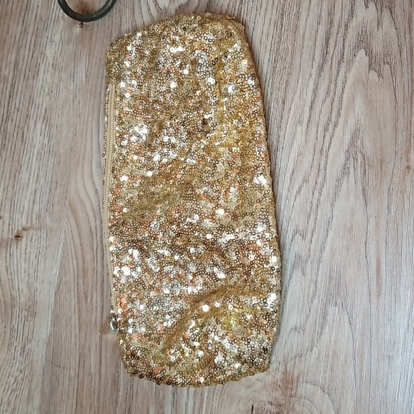 Victoria's Secret Gold Sequin Bag Pouch Purse - Picture 3 of 7